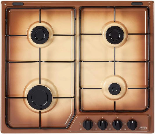 Delonghi Plaque de cuisson à gaz, 58 cm, table de cuisson à gaz, YTF 46 ASV, Rotatif, Dessus de table, Émaillé, Devant