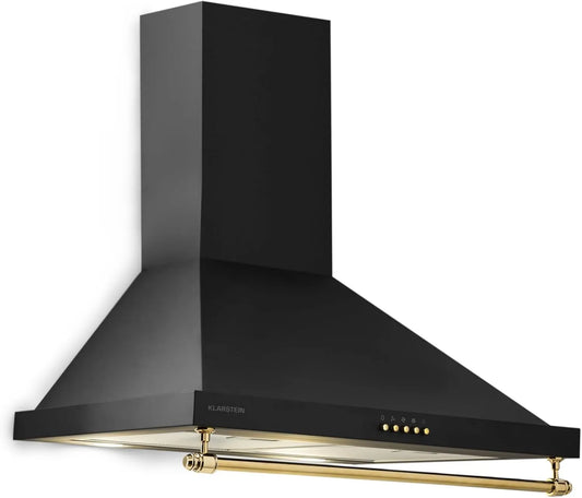Klarstein Hotte aspirante, 60 cm, 599 m3/h, hotte de cuisine, installation murale, 3 niveaux, noir, hotte aspirante air vicié, recirculé