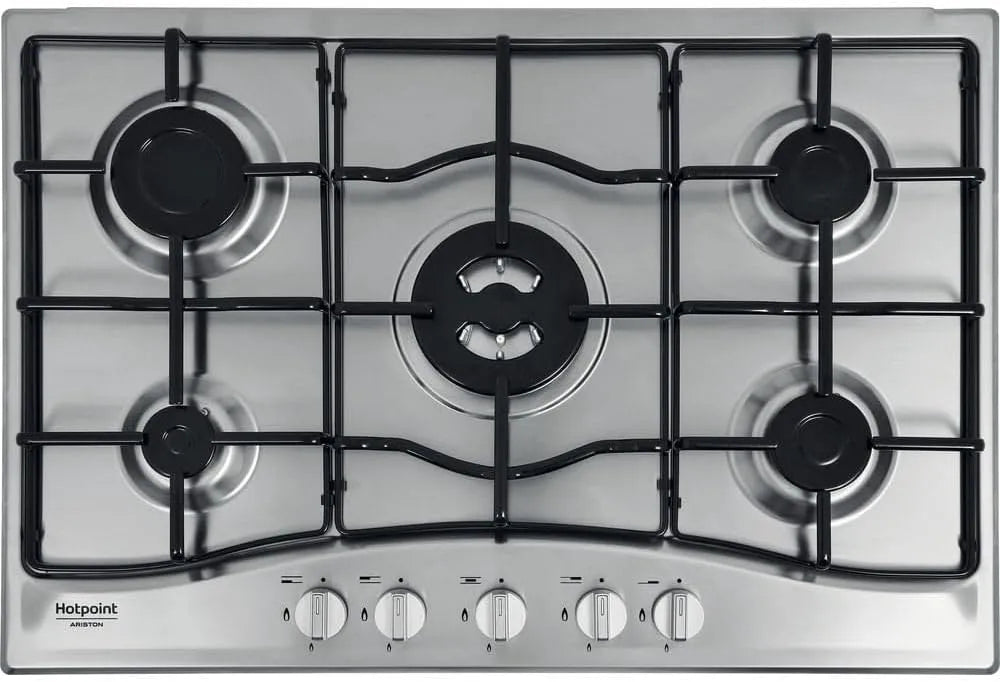 Plaque de cuisson à gaz, 5 foyers, acier inoxydable, table de cuisson à gaz, Hotpoint PCN 752 T