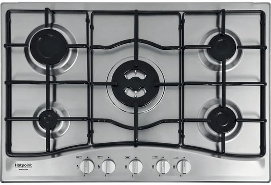 Plaque de cuisson à gaz, 5 foyers, acier inoxydable, table de cuisson à gaz, Hotpoint PCN 752 T
