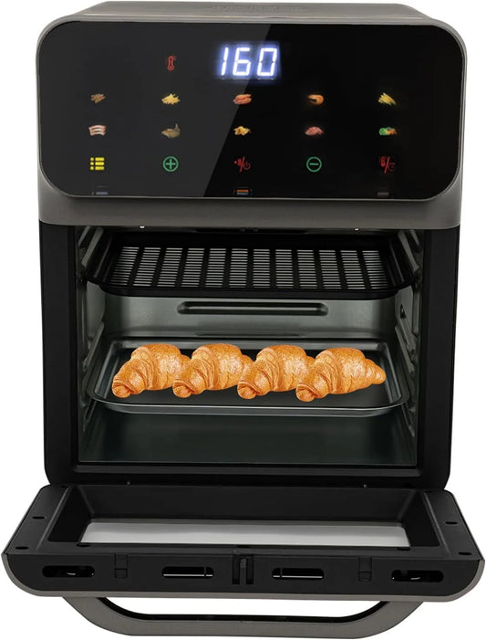Four électrique à pizza, 13 L, gril, compact, 2 plaques de cuisson et 50 boîtes à gâteaux, four 3 en 1, chaleur haut, bas