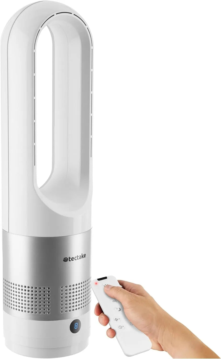 Ventilateur, 55 dB, portable, minuteur, décoration de salon, silencieux, blanc, 8 Vitesses Minuterie avec Télécommande Ecran LED pour Bureau Chambre