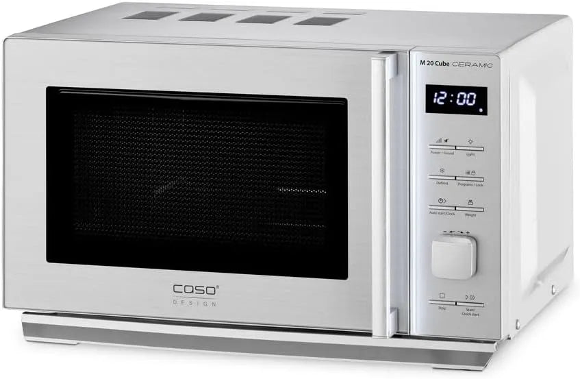 Caso Micro-ondes, 20 L, 800 W, verrouillage, four micro-ondes, Caso M 20 Cube Micro-ondes Céramique Argent 20L 800W Affichage LED Sécurité Enfant