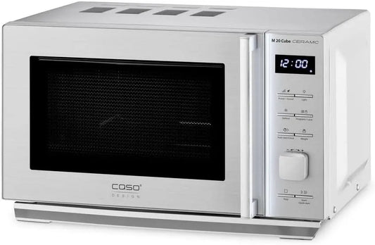 Caso Micro-ondes, 20 L, 800 W, verrouillage, four micro-ondes, Caso M 20 Cube Micro-ondes Céramique Argent 20L 800W Affichage LED Sécurité Enfant