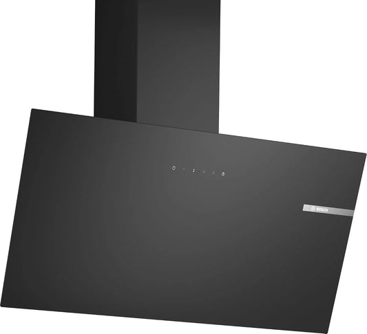 Bosch DWK85DK60 Hotte aspirante, 80 cm, hotte de cuisine, éclairage LED, installation murale, tactile, noir, Vitesse intensive avec reset, Série 2