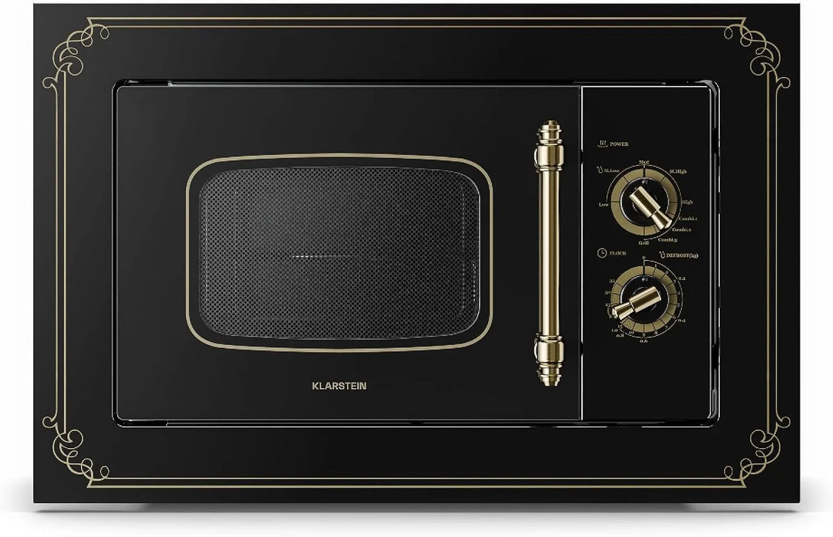 Klarstein micro-ondes, 1000 Micro-ondes, 20 L, 800/1000 W, 3 programmes, encastrable, gril, acier inoxydable, four micro-ondes, noir, 3 fonctions