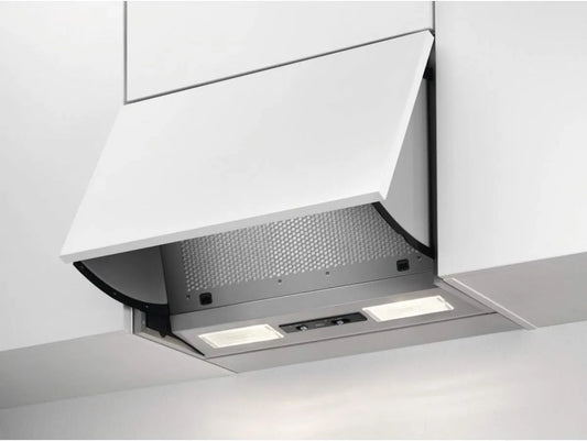 AEG DEB1621S Hotte aspirante, 59, 8 cm, hotte de cuisine, éclairage LED, encastrable, 3 niveaux, gris, 1 kWh par an, encastrée, filtre à graisse non