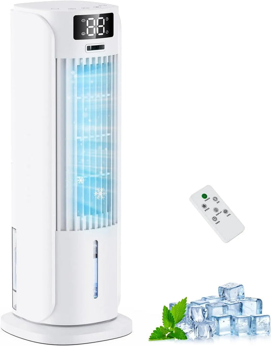 Produit Faible Conso, Refroidisseur d'Air 4 en 1- Climatisation Portable Silencieux, 6 Vitesses 2 Modes de Pulvérisation800ml, Télécommande pour