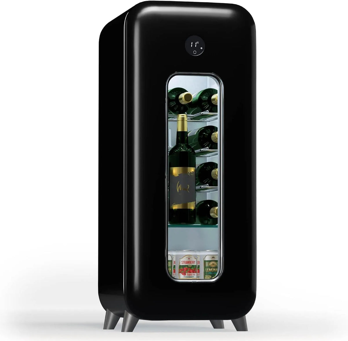 Klarstein Cave à vin électrique, 15 bouteilles, armoire à vin, Bar Int, Ext, Caves à Vin de Conservation, Porte en Verre, Cave a Vins à Zone Unique