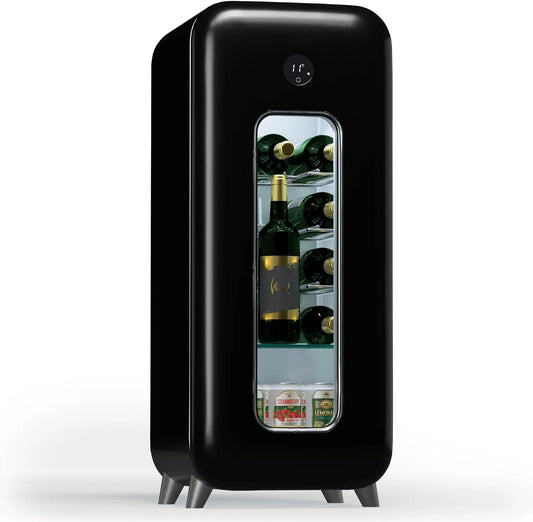 Klarstein Cave à vin électrique, 15 bouteilles, armoire à vin, Bar Int, Ext, Caves à Vin de Conservation, Porte en Verre, Cave a Vins à Zone Unique