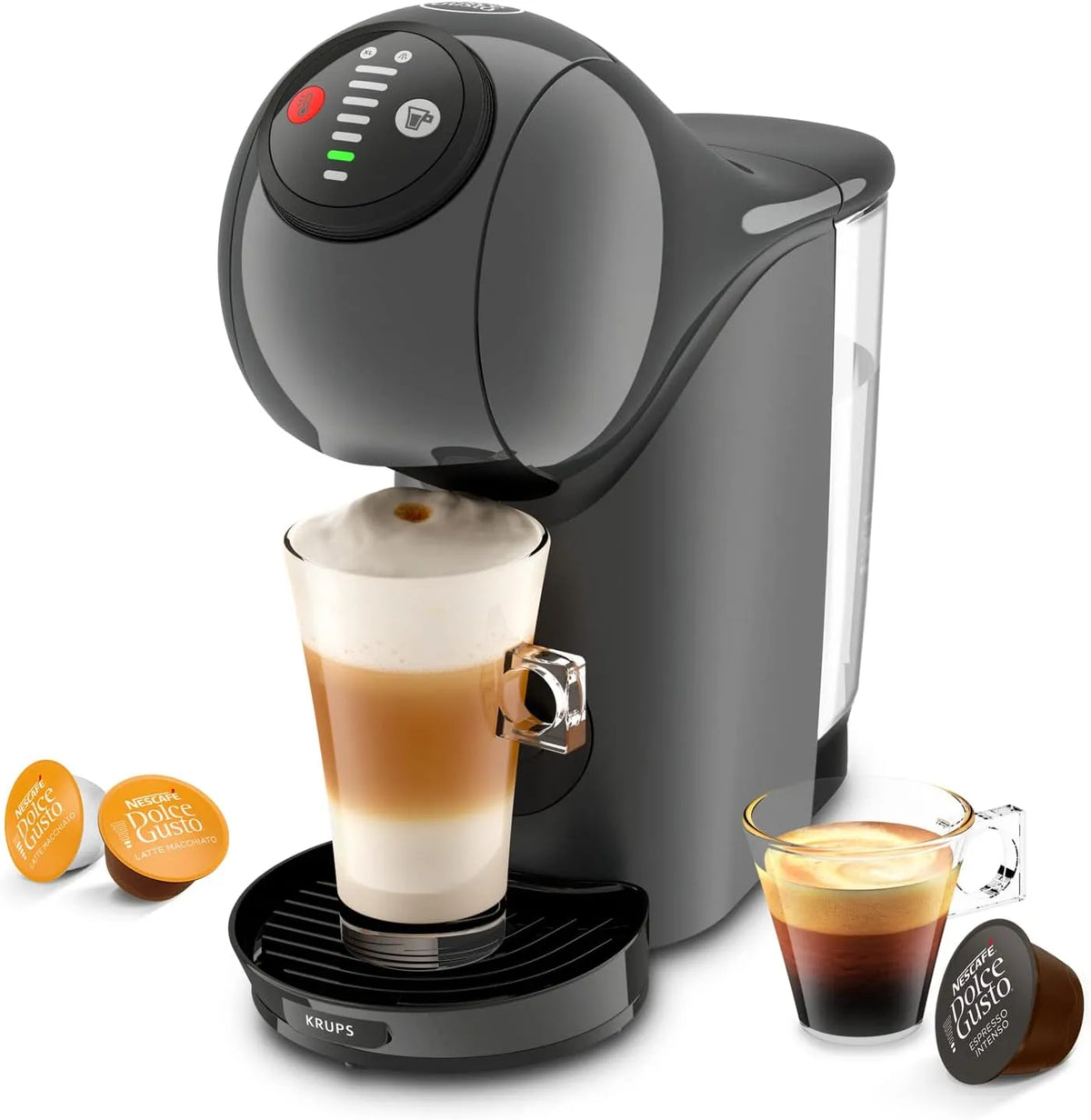 Krups Cafetière électrique, 8 L, dimensions personnalisables, gris, Nescafé Dolce Gusto Genio S Machine à café 0, Pression 15 bars, Cafetière dosette