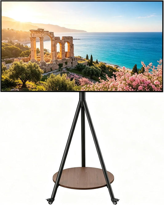 Meuble TV, 75 pouces, roulettes de déplacement, Charge Max 50 kg, réglable en Hauteur avec roulettes et étagère