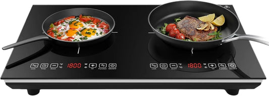Plaque vitrocéramique, 2 foyers, 3600 W, 220 V, portable, tactile, minuteur, VBGK Plaque Induction 2 Feux, Plaque de Cuisson Electrique 220V 3600W