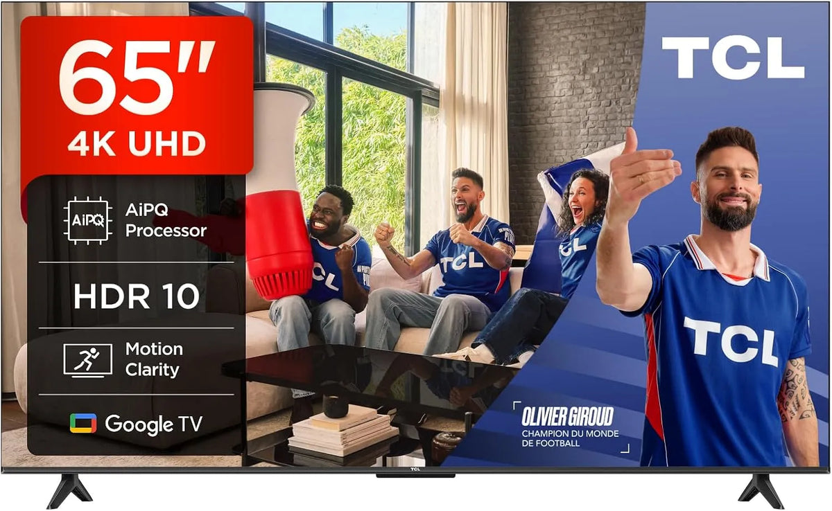 Google 65V6C Smart TV, 65 pouces, téléviseur, 4K UHD, HDR, son Dolby, Google Assistant, Alexa et Siri, 2025 New Model, Dolby Audio, Motion Clarity