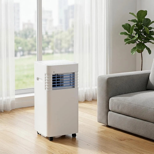 Climatiseur 24h, minuteur, 5050 BTU, 2 Vitesses, Climatiseur Mobile 14000 BTU avec Kit d Installation, Basse Consommation, Ventilateur pour Grandes