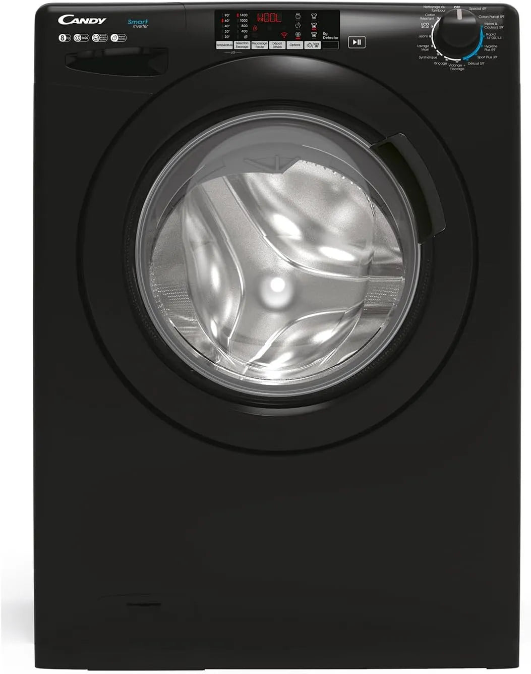 Candy 8kg, 1400 148TMBBE/FR Lave-linge, 85 x 60 x 52 cm, 15 programmes, 8 kg, classe énergétique E, noir, Modèle CS, CANDY - Lave-Linge Hublot