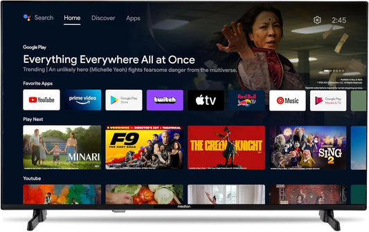 Smart TV, 32 pouces, téléviseur, MEDION P13231, HDR, Bluetooth, Android OS, Full HD, enregistrement PVR, MD 29241, Netflix, Prime Video