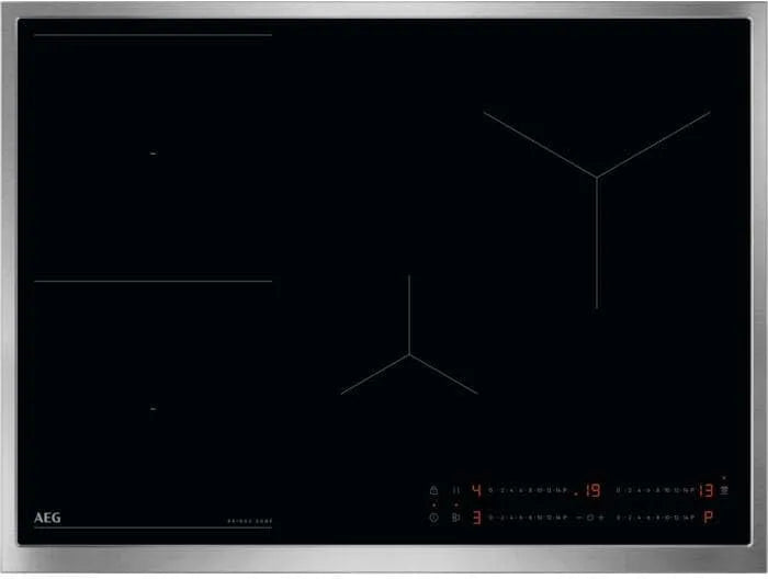 AEG Plaque à induction, 70 cm, 4 foyers, table de cuisson à induction, tactile, minuteur, autonome, 4 zones flexibles avec pont, Cadre SuperFlat