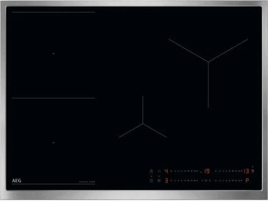 AEG Plaque à induction, 70 cm, 4 foyers, table de cuisson à induction, tactile, minuteur, autonome, 4 zones flexibles avec pont, Cadre SuperFlat