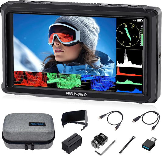 Avec batterie F750, FW568 Pro 6' Retour Écran Appareil Photo 1200Nits 3D LUT, waveform et focus peaking, idéal pour les vidéastes professionnels et