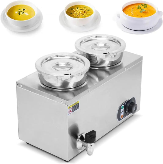Ustensile de cuisson, 600 W, 30 à 85 °C, vapeur, professionnel, 2 zones de température, Réchauffeur De Nourriture Commercial À 2 Casseroles, Lait