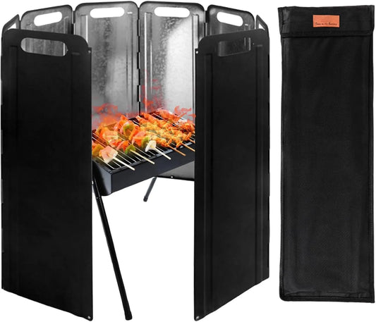 Cuisinière avec four, portable, camping, vent pour la cuisine en plein air - Design en métal résistant à la chaleur - Protection stable contre le vent