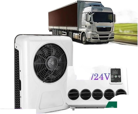 Climatiseur V, 24, 12 V, rouge, Climatiseur de stationnement électrique split 12000 BTU, 12V Red, camionnette, tracteur et camion Ventilation par