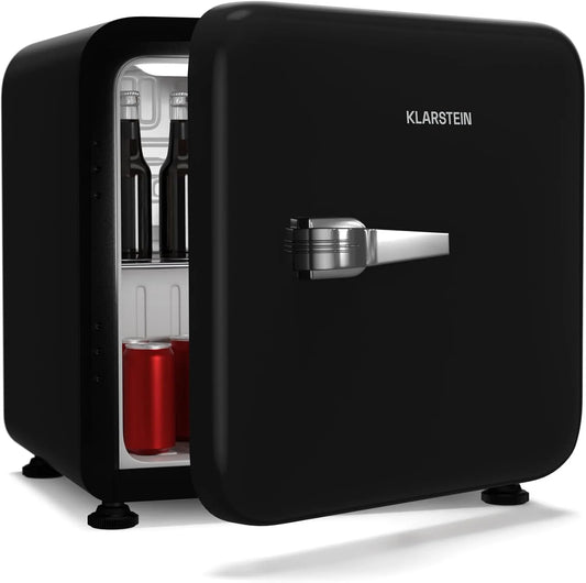 Klarstein Réfrigérateur, 43 L, 40 dB, thermostat, silencieux, noir, KLARSTEIN Audrey Evo 43L Mini Frigo - Design Rétro, Porte Réversible, Petit Frigo
