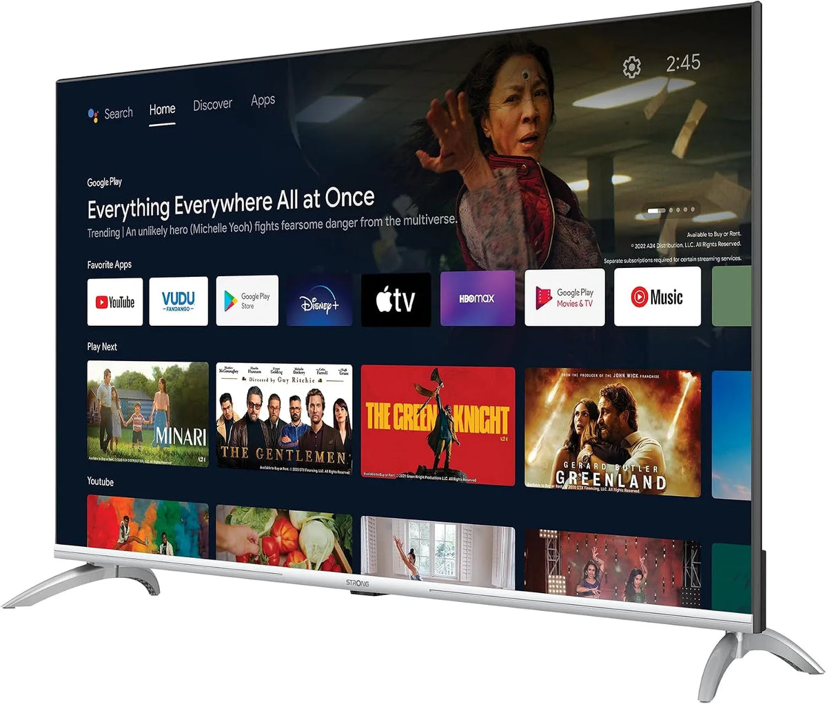 Google SRT43UD6593 Smart TV, 43 pouces, téléviseur, 4K UHD, Wi-Fi, Bluetooth, Android OS, Applis de Streaming, 108 cm, Connectée sous Android TV