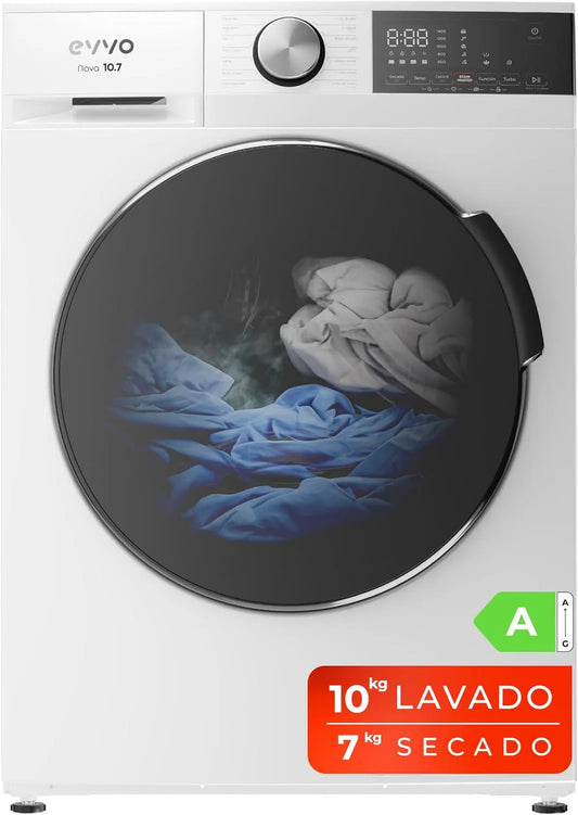 Lave-linge séchant lavage, 10 kg, lave-linge, sèche-linge, blanc, 7 kg séché, Lave-linge sèche-linge EVVO Nova
