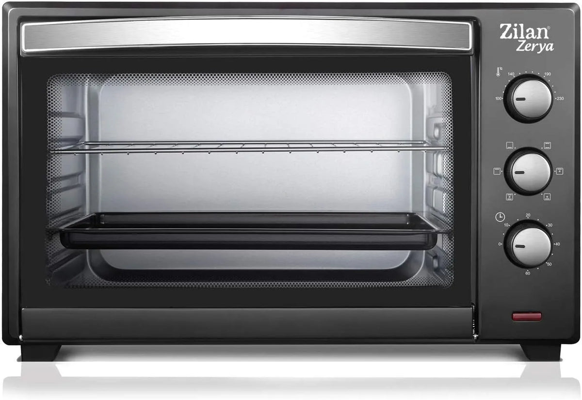 Four électrique, 45 L, 2000 W, minuteur, Minuterie 60 min, Programmable 230°, 45L Multi Fonction, 2000W, Four à Convection Electrique Zerya