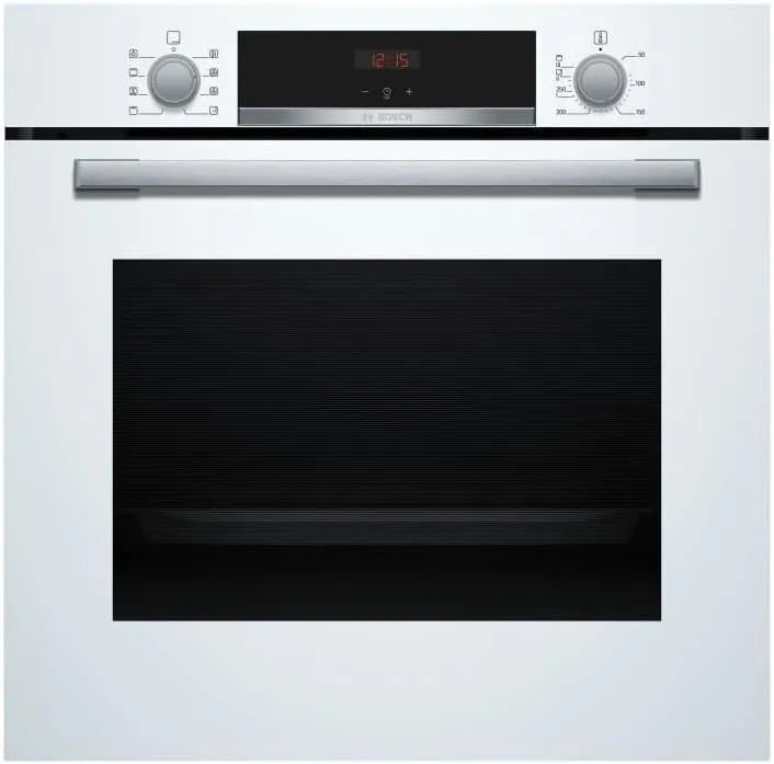 Bosch HBA553BV3F Four électrique, classe énergétique D, encastrable, effet 3D, blanc, Ecran LED, Série 4, HotAir 3D, Nettoyage CleanCoating Full