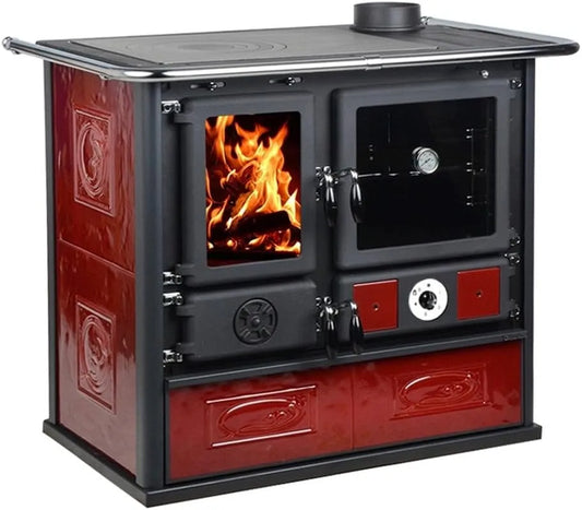 Cuisinière avec four, La nordica - Termorosa dsa - thermo cuisiniere a bois - couleur: bordeaux