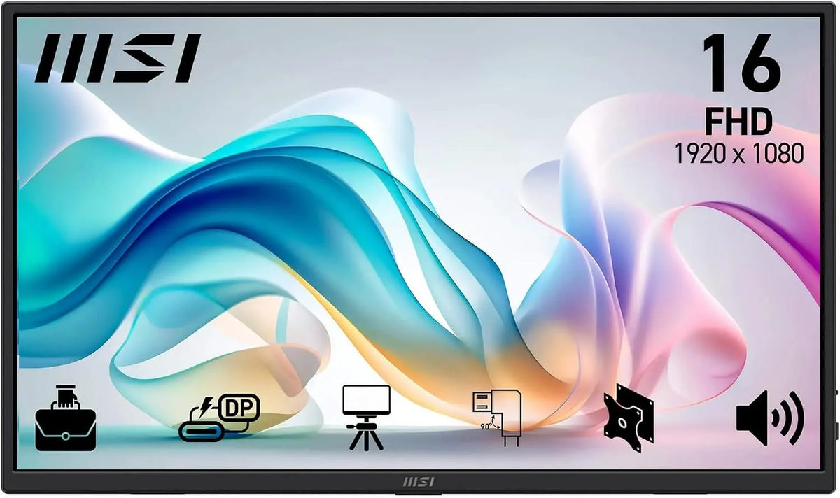 MSI Dalle IPS 1920x1080, Pro E6 Écran Professionnel 15.6' FHD, 60Hz, 4ms MP165, compatible VESA, HDMI, USB-C