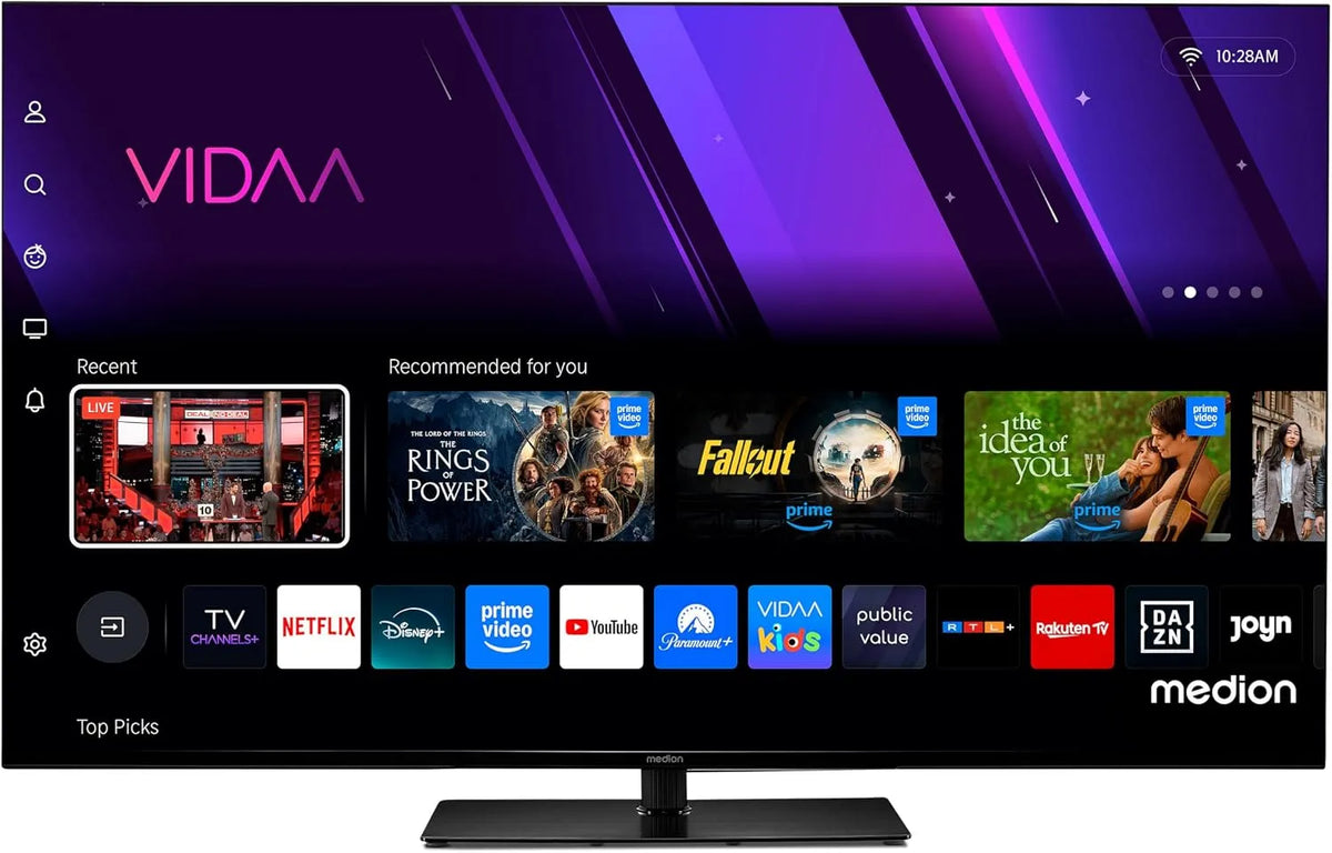 Smart TV, 55 pouces, téléviseur, 4K UHD, HDR, Bluetooth, enregistrement PVR, MD 855300, 138, VIDAA Store, DAZN, 8 cm, Television, Prime Video