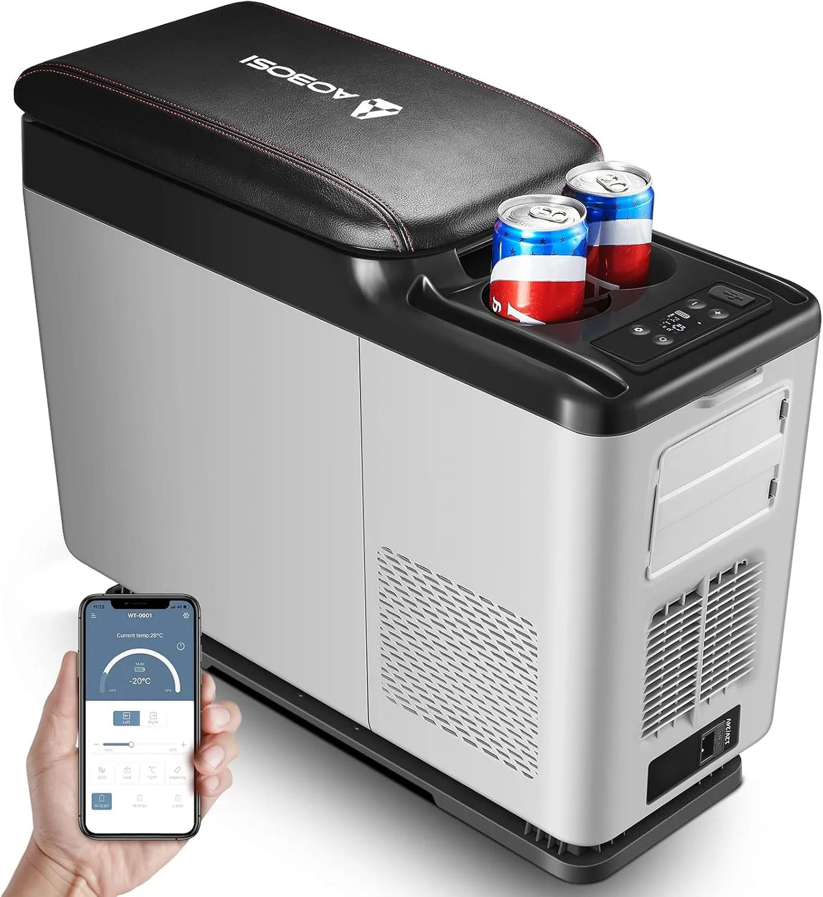 Glacière électrique 12, 24V, 15 L, -15 à 20 °C, 24 V, voiture, camping, mini frigo portable, AAOBOSI Glaciere a Compression 15L, Camion