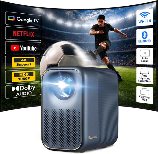 Google 1080p Smart TV, téléviseur, Wi-Fi, portable, Bluetooth, Full HD, Audio Dolby, vidéoprojecteur Intelligent AllPlay avec Google TV, Mise au Point