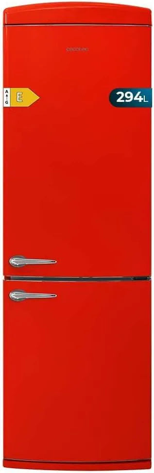 Cecotec Bolero CoolMarket Combi Réfrigérateur combiné, 294 L, No Frost, frigo avec congélateur, rouge, Hauteur 190 cm et largeur 60 cm, Ultra Fresh