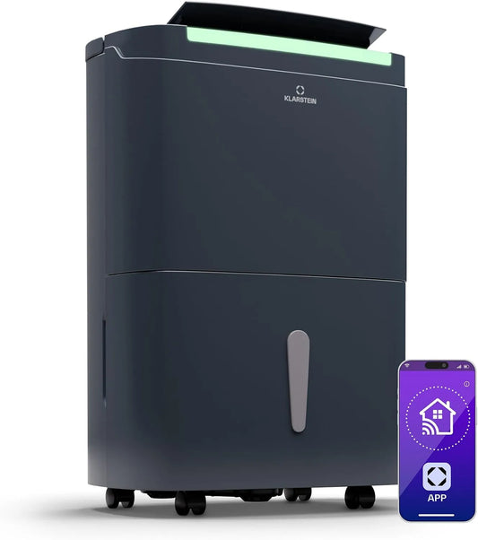Klarstein 40L, 24h Déshumidificateur, 40 L, portable, minuteur, Wi-Fi, grand réservoir, silencieux, Pour Salle de Bain & Pièces 35-45m2, Wi-Fi App