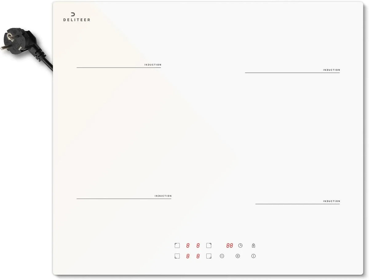 Plaque à induction, 60CM, 4 foyers, 3500 W, 220 V, table de cuisson à induction, tactile, verrouillage, encastrable, minuteur, blanc, 3500W, 220V