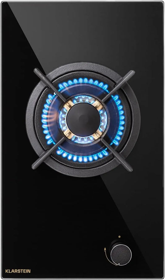Klarstein Cuisinière à gaz avec four électrique, 3400 W, acier inoxydable, Plaque de Cuisson Gaz à 1 Brûleurs, Table de Electrique à 1 Feu de 3400W