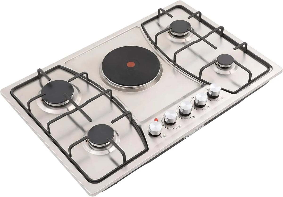 Plaque de cuisson à gaz, 76 cm, 230 V, encastrable, acier inoxydable, table de cuisson à gaz