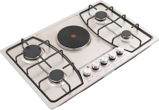 Plaque de cuisson à gaz, 76 cm, 230 V, encastrable, acier inoxydable, table de cuisson à gaz