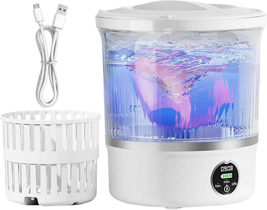 Lave-linge, portable, camping, Mini laveuse et sèche-linge avec drain intégré à faible bruit pour appartement, Idéal pour les sous-vêtements, dortoir