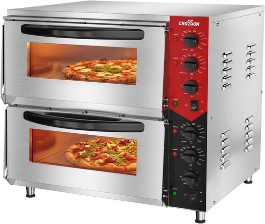 Four électrique à pizza, 50 × 50CM, 6000 W, minuteur, professionnel, restaurant, Température jusqu'à 350°C, Minuterie 30 Min pour Intérieur, 6000W