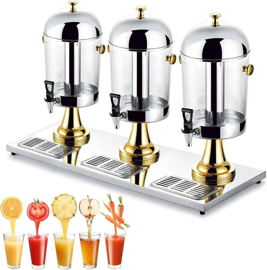 modèle L, 24, Distributeur de Boissons en Acier Inoxydable 16 L, de l'eau, Distributeur de jus, pour Servir des Boissons Froides, Or à Trois têtes