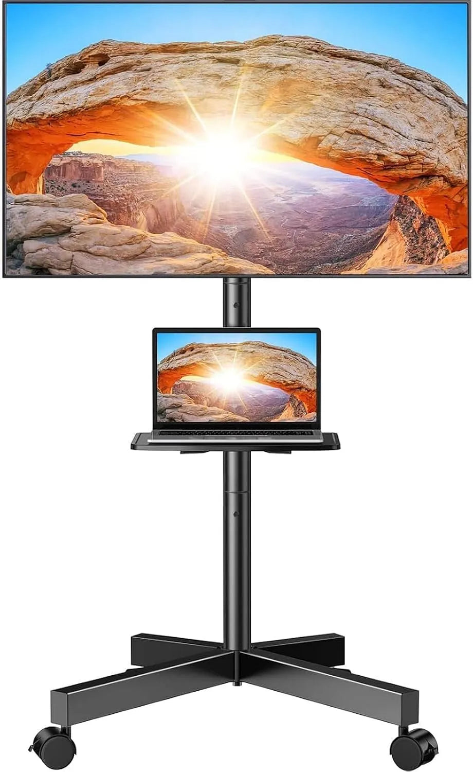 Meuble TV, 60 pouces, 400x400mm, roulettes de déplacement, écran LCD, Support TV Pied sur roulettes Supporte 40 kg, Incurvés