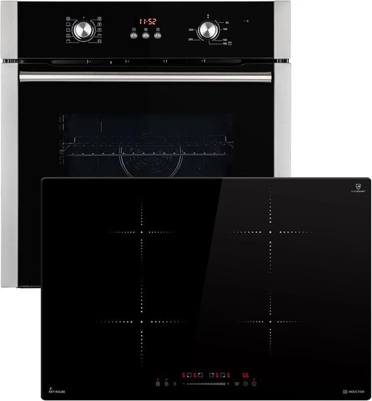 Cuisinière avec four BO8805SS IH87704RL, 60cm, encastrable, minuteur, verrouillage, gril, Timer automatique, SET8805IH877RL, Air chaud, Double Vitrage