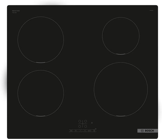 Bosch PUE611BB5E Plaque à induction, 60 cm, table de cuisson à induction, tactile, minuteur, noir, 17 niveaux de réglage de la puissance, Série 4