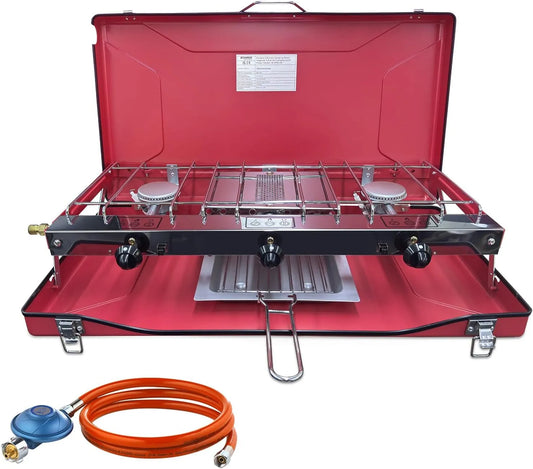 Cuisinière avec four, Camplux JK-5330-DE 50mbar, portable, camping, bleu, 5kW, Gaz Butane, Propane